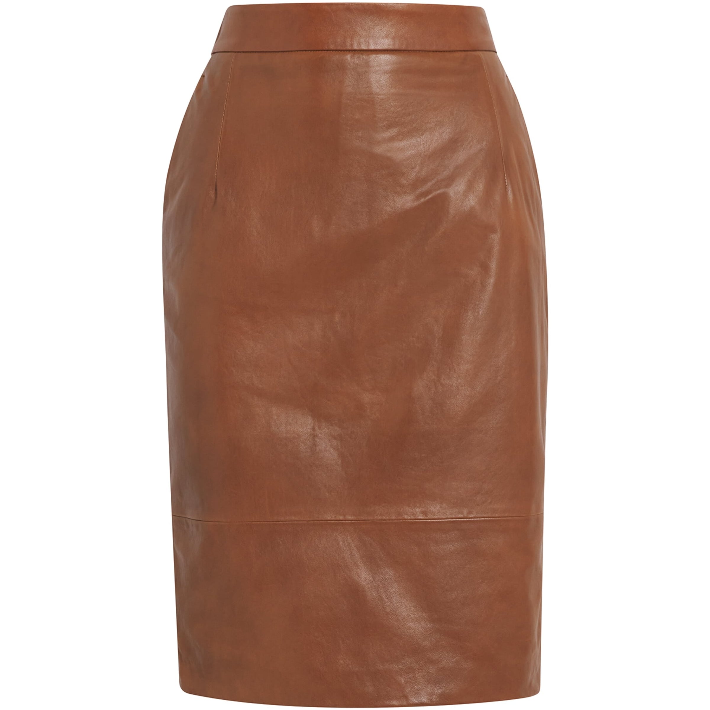 Brown Lambskin Midi Skirt