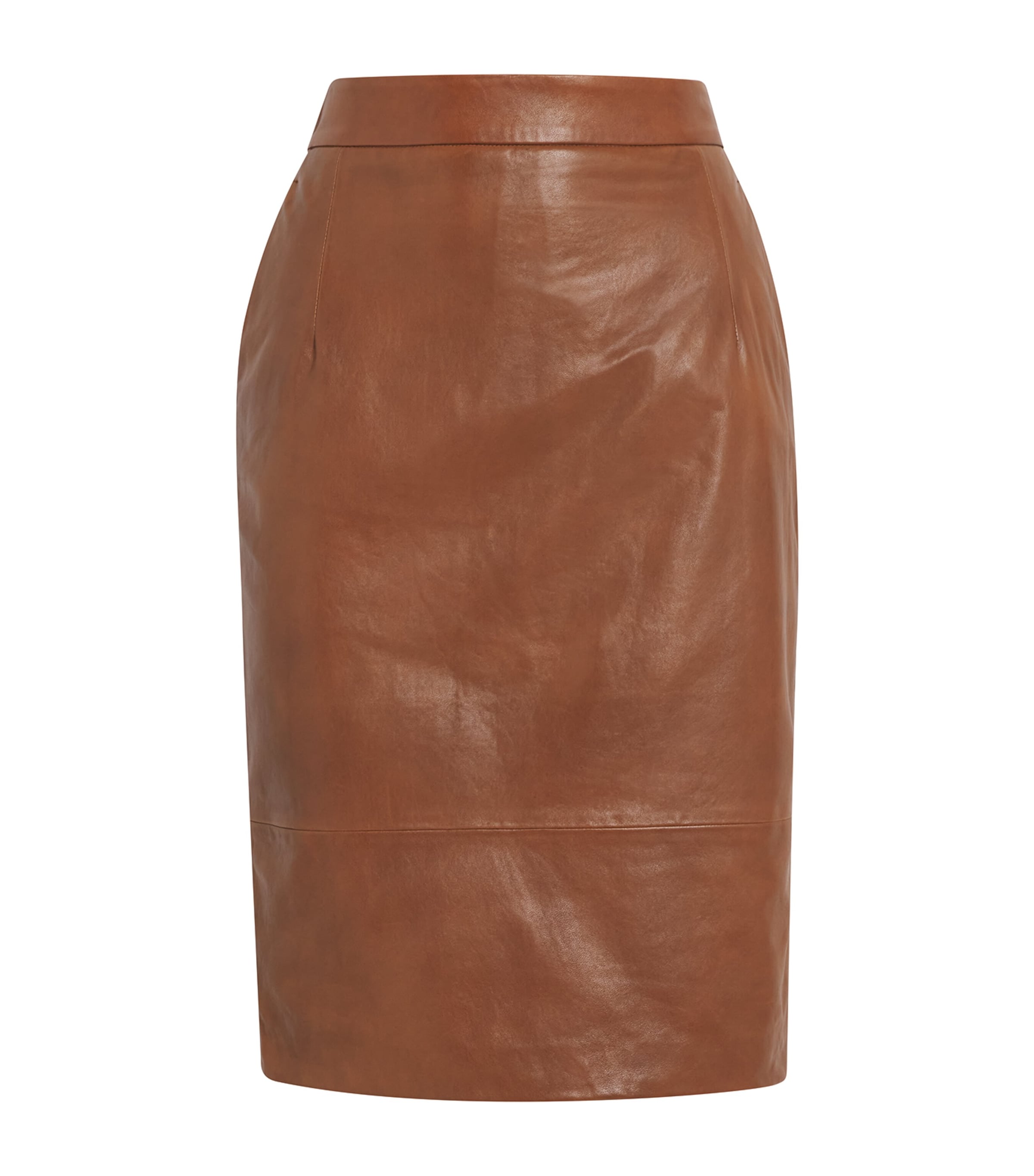Brown Lambskin Midi Skirt