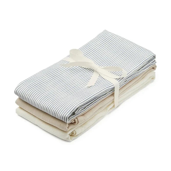 Cam Cam Copenhagen Pamuk Bebek Bezi Classic Stripes Blue, Praline, Creme White 3'lü