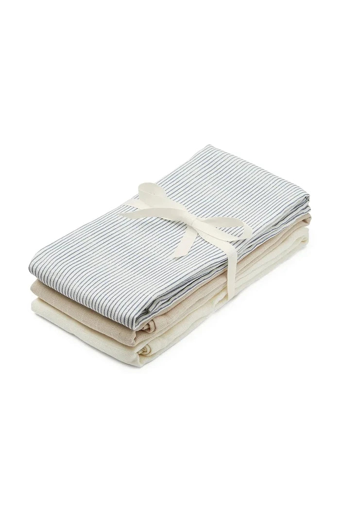 Cam Cam Copenhagen Pamuk Bebek Bezi Classic Stripes Blue, Praline, Creme White 3'lü