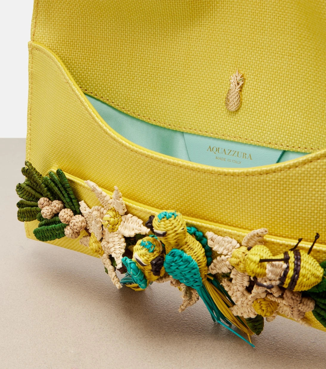 Aquazzura - Birdsong Small raffia clutch