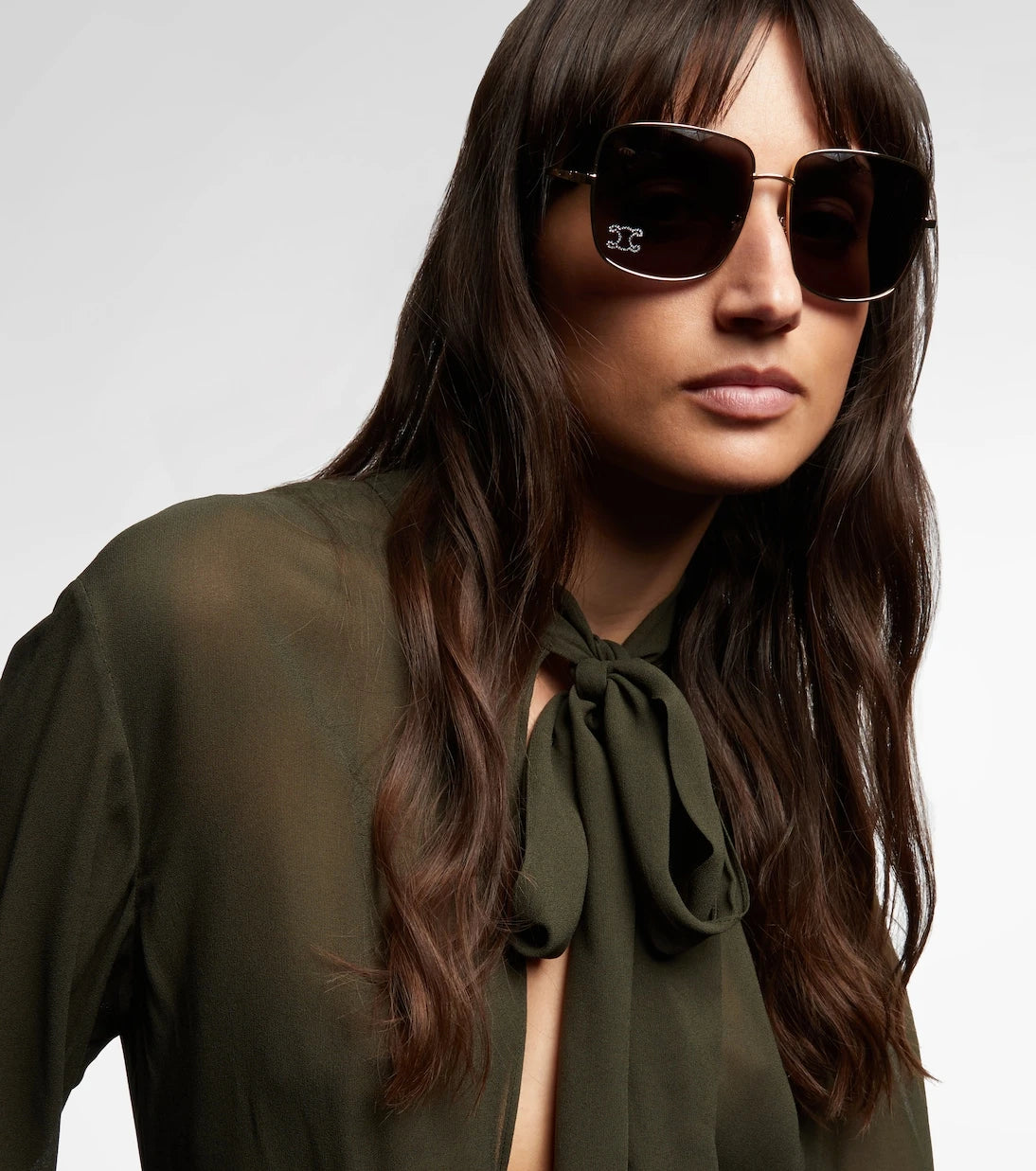 Celine Eyewear - Triomphe Rhinestone 01 oversized sunglasses