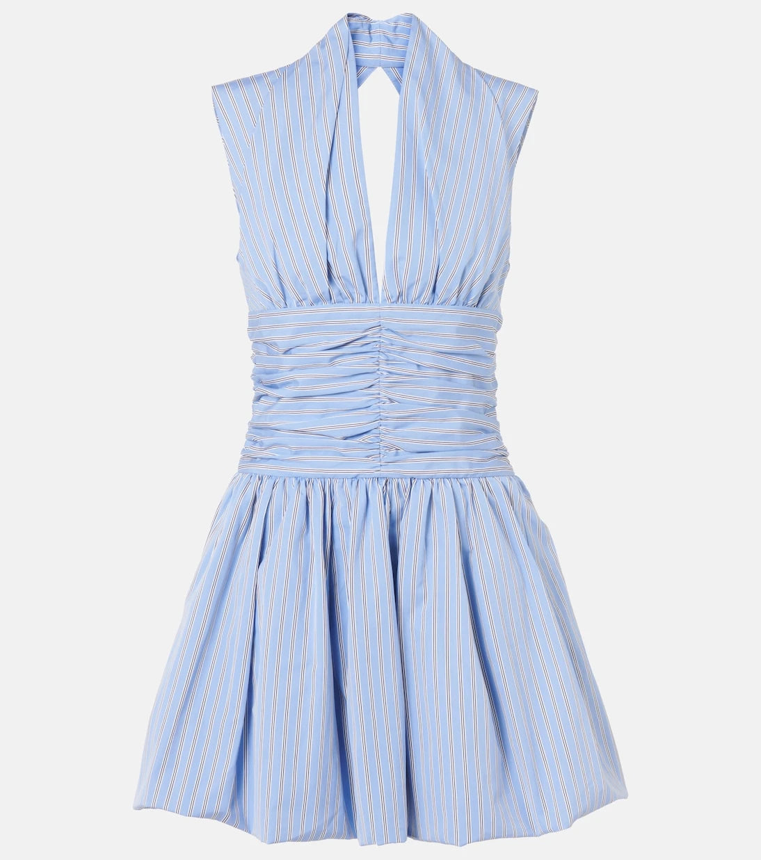 Patou - Striped gathered cotton poplin minidress