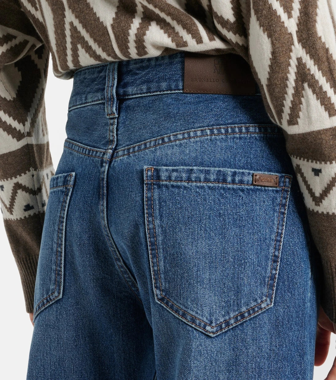Brunello Cucinelli - بنطلون جينز بقصة مستقيمة وخصر مرتفع