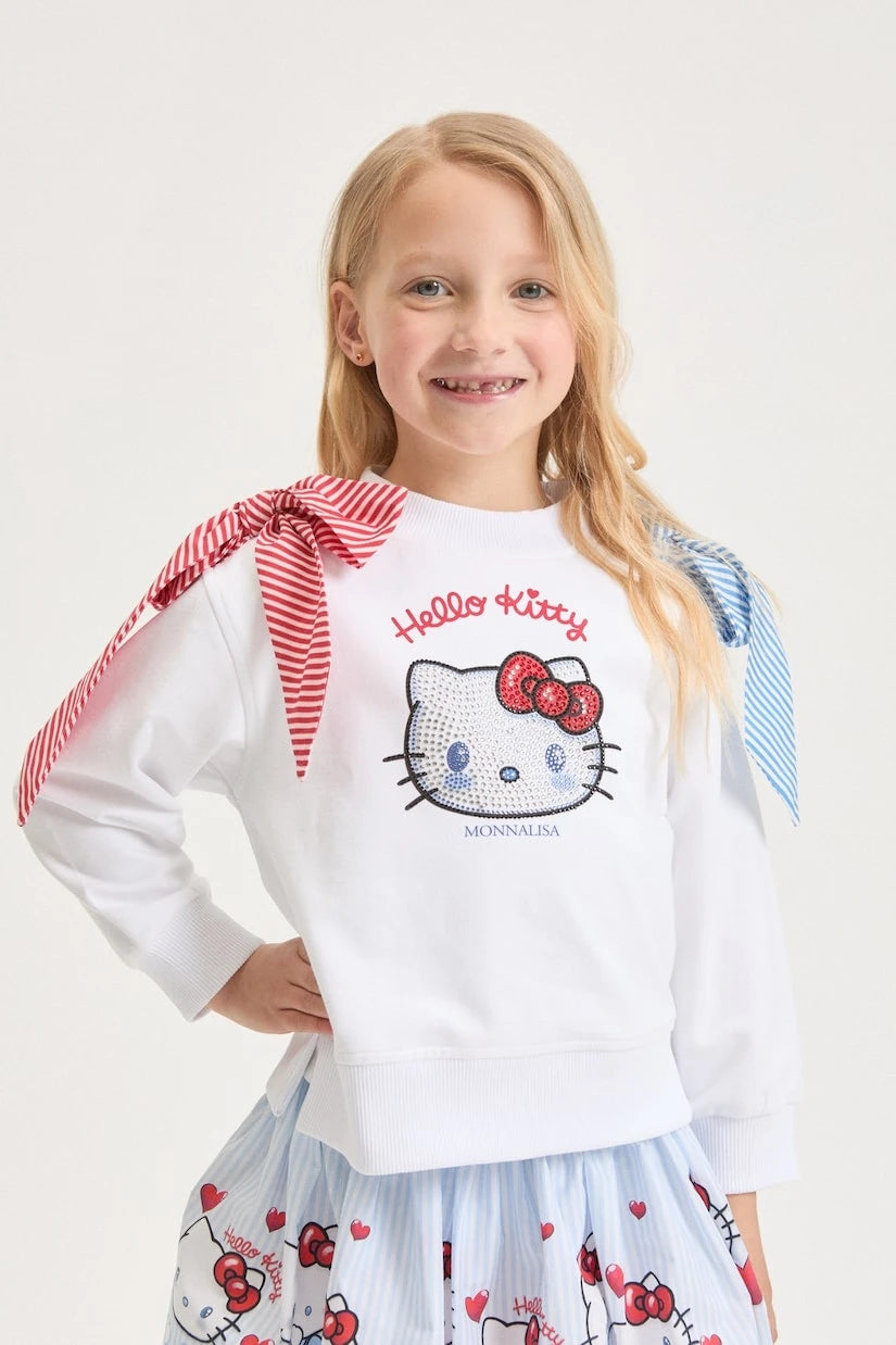 Monnalisa - سويتشيرت بتفاصيل فيونكة Hello Kitty