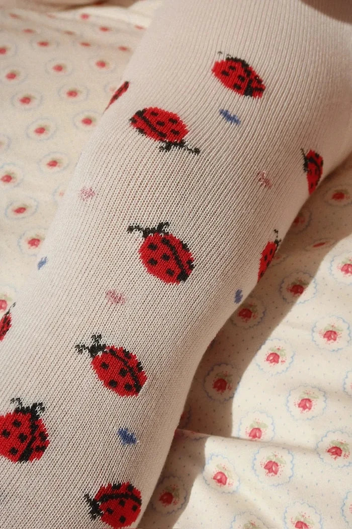 Konges Sløjd чорапогащник за деца 2 PACK LADYBUG JACQUARD TIGHTS