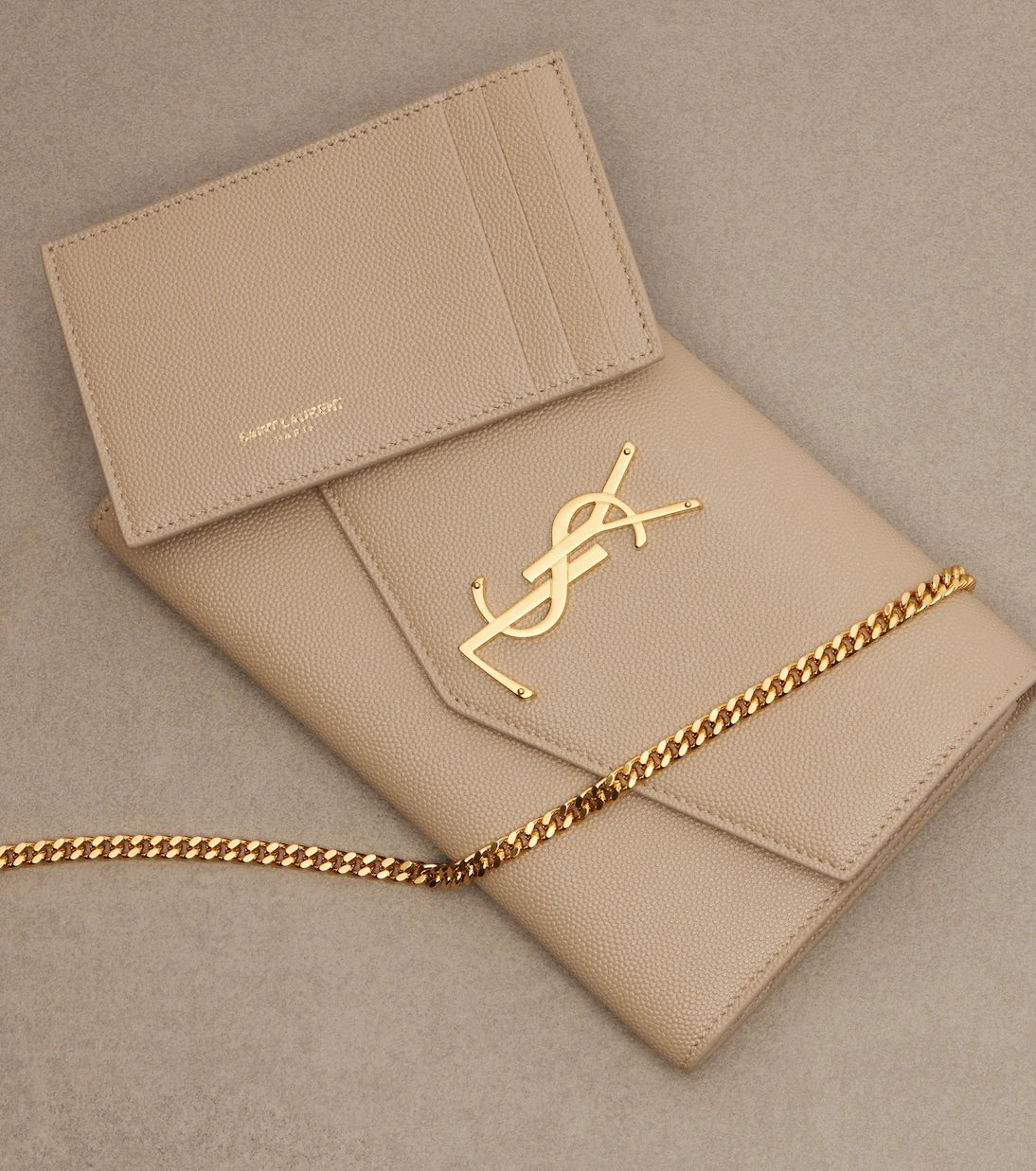 Saint Laurent - Uptown leather wallet on chain