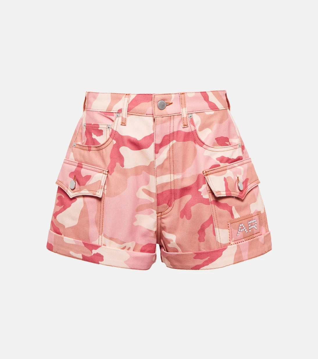 Alessandra Rich - Camouflage high-rise denim shorts