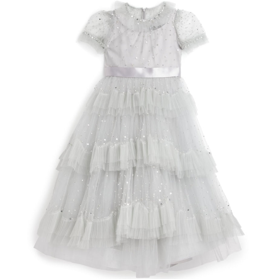 Jenny Packham Kids Silver Tulle Teardrop Dress (6-12 Years)
