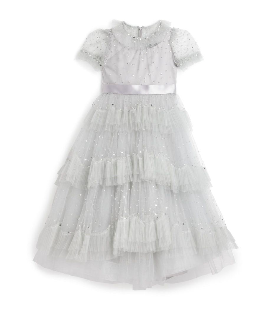 Jenny Packham Kids Silver Tulle Teardrop Dress (6-12 Years)