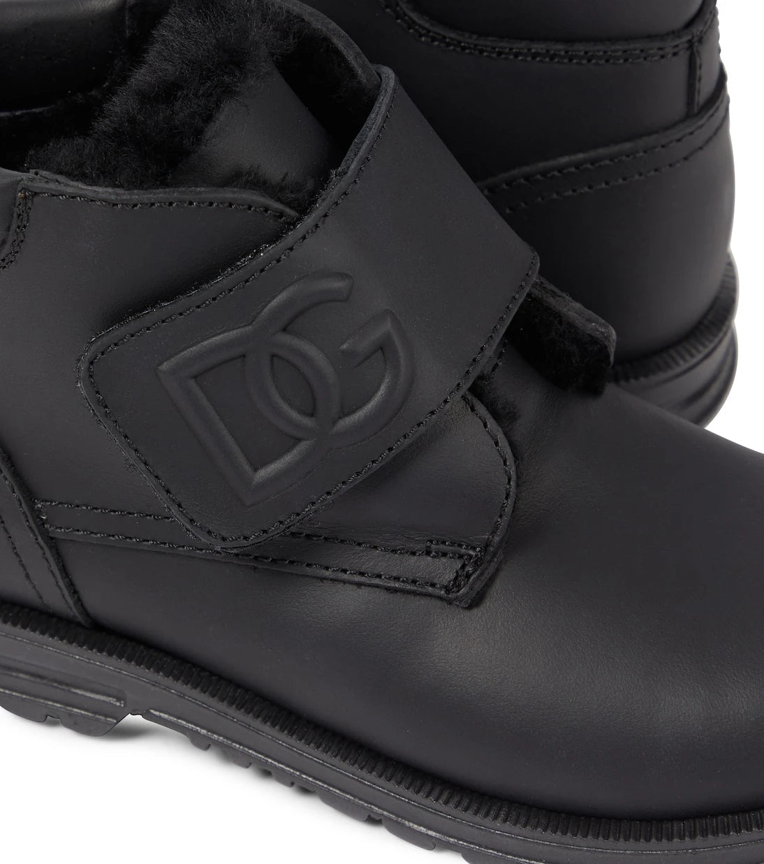 Dolce&Gabbana Kids - Faux shearling-lined leather ankle boots