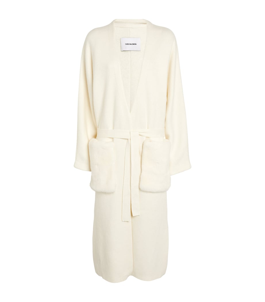 Yves Salomon Beige Mink-Pocket Wrap-Around Coat