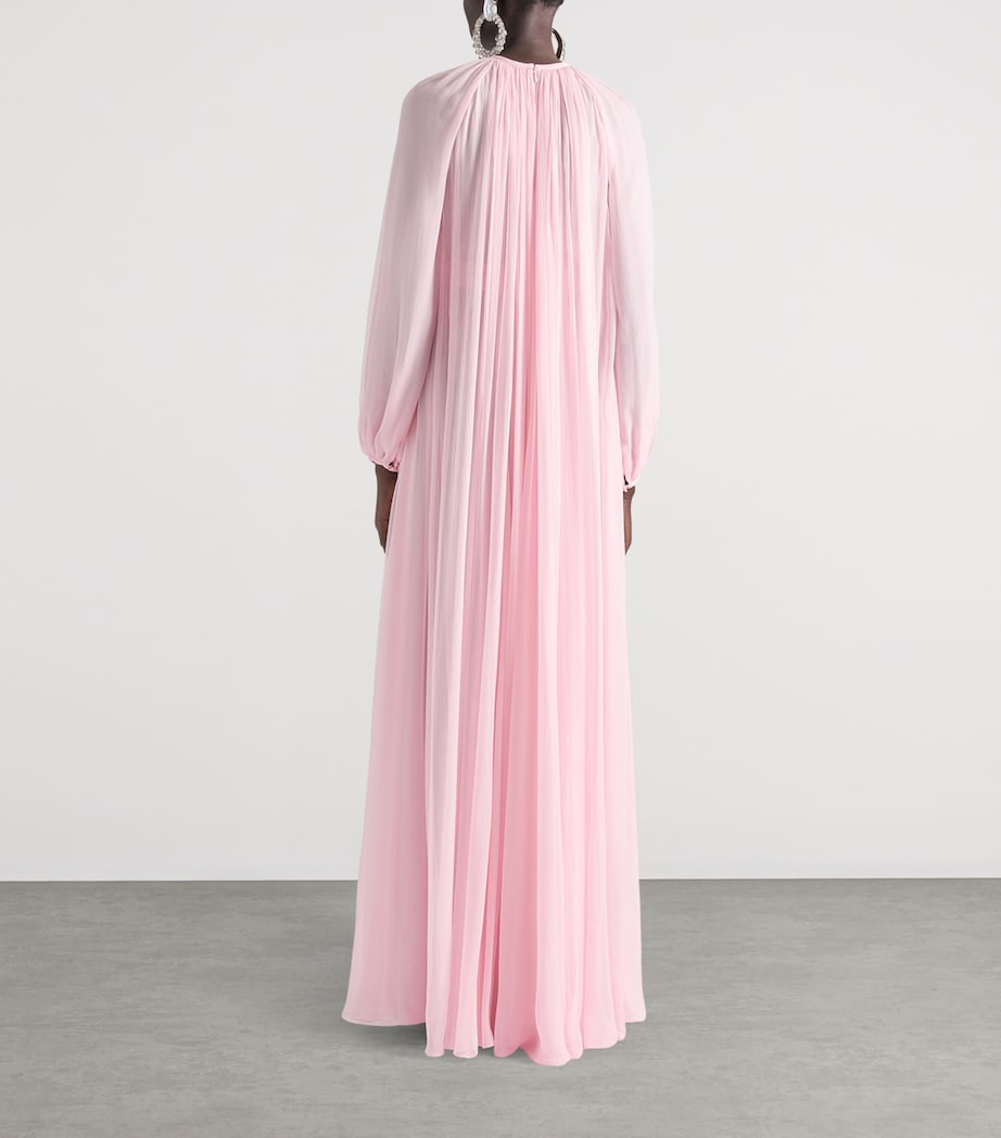 Givenchy Pink Silk Balloon-Sleeve Maxi Dress