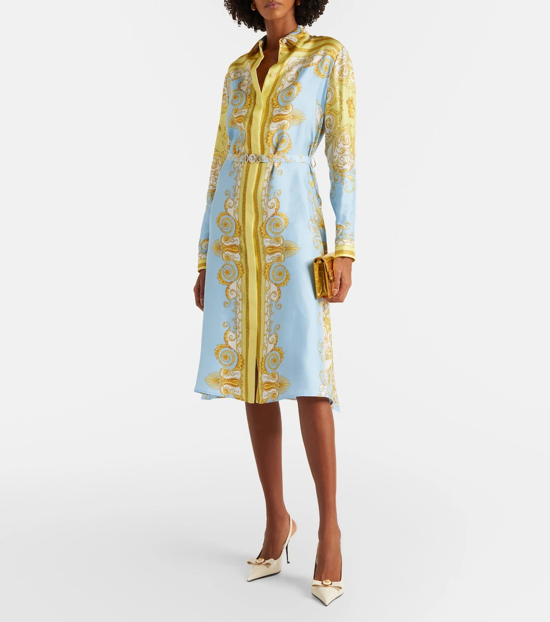Versace - Gianni Kurdeleli 85 deri arkası açık topuklu ayakkabı