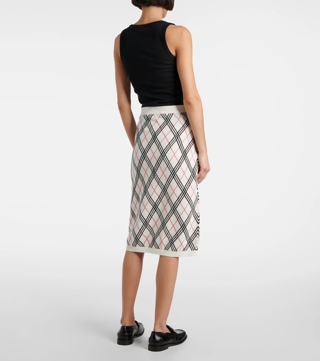 Burberry - Argyle knitted cotton midi skirt