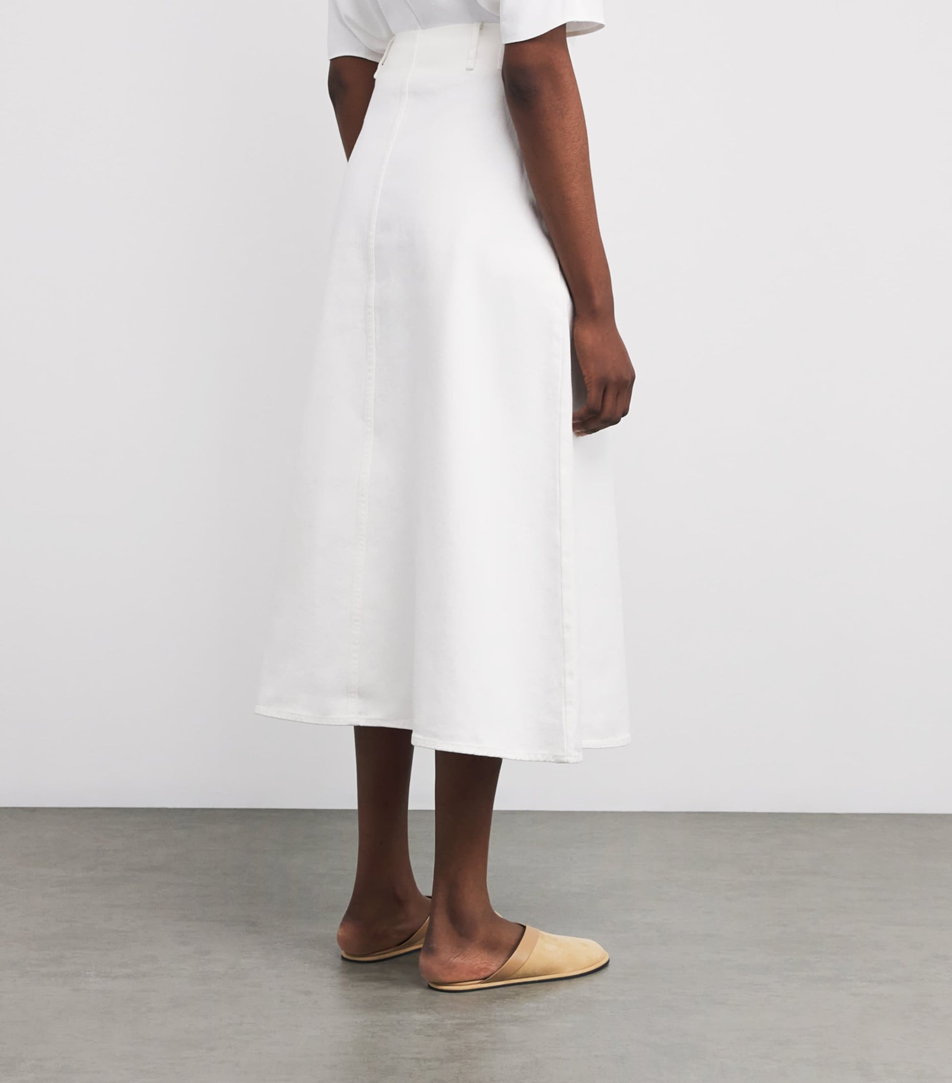 White Cotton Carlas Midi Skirt