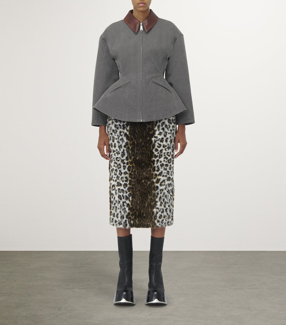 McQueen Black Cotton Canvas Peplum Jacket