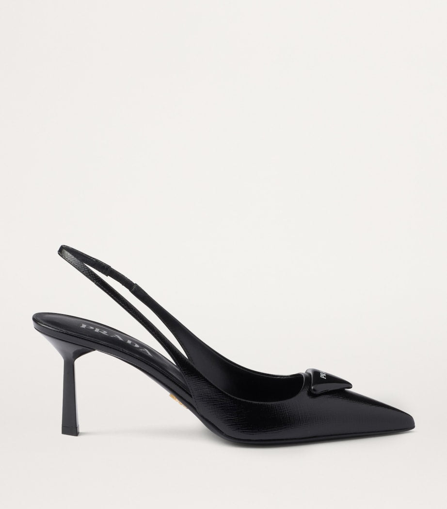 Prada Black Saffiano Leather Slingback Pumps 75