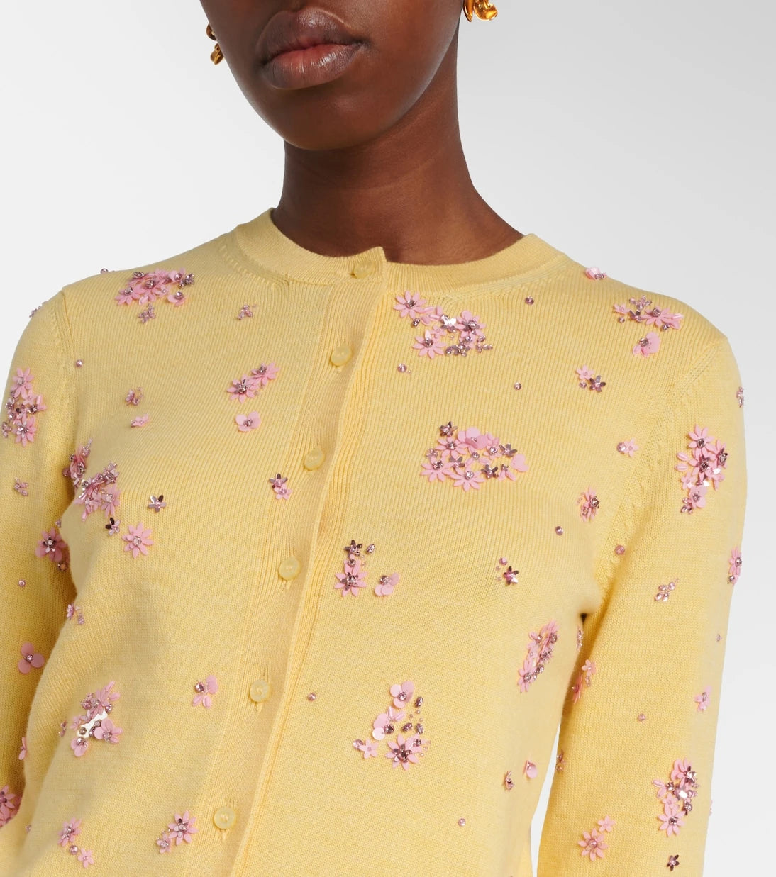 Oscar de la Renta - كارديجان من صوف الفيرجن مزين بالكريستال