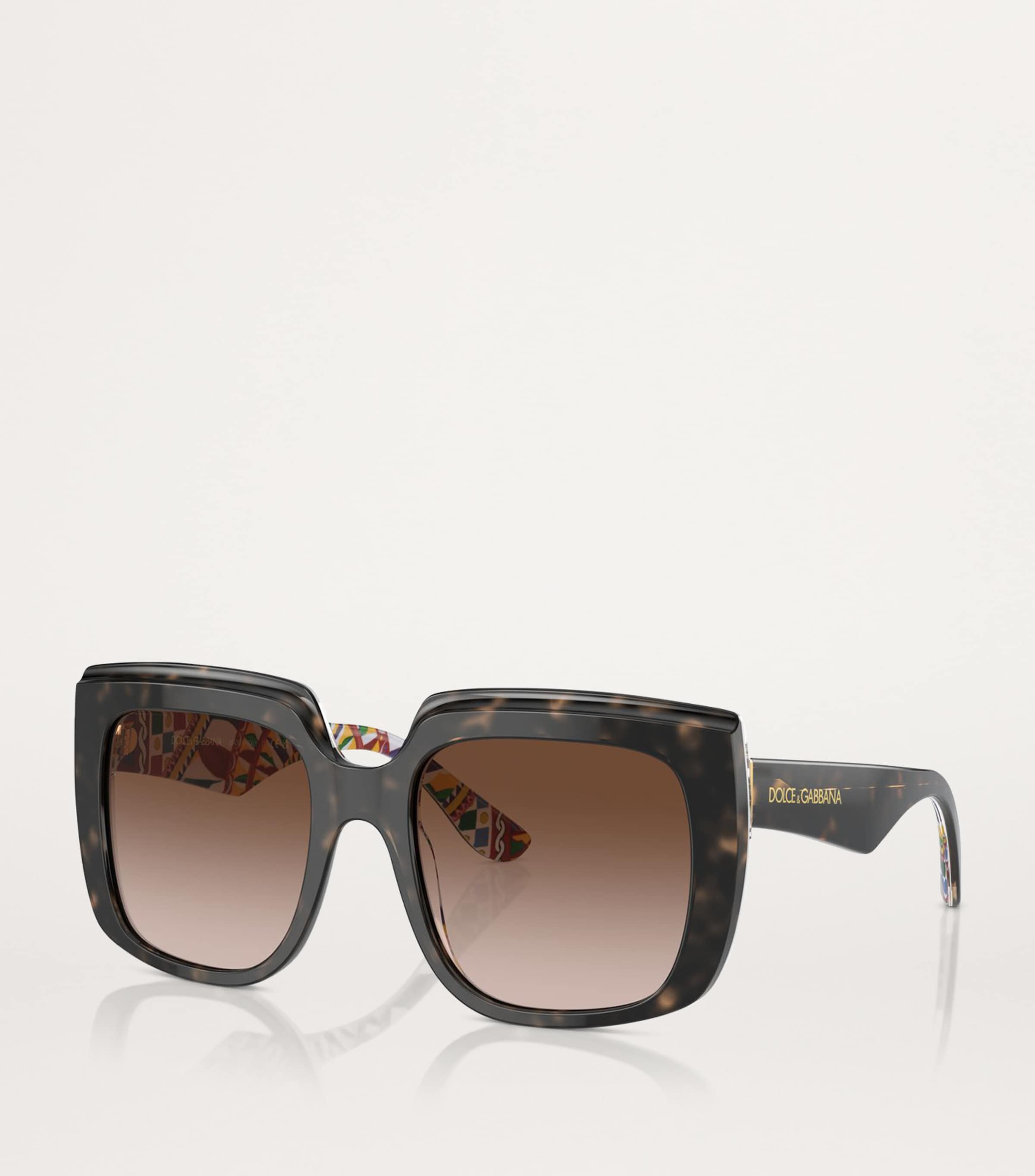 Dolce & Gabbana Brown Acetate Square Sunglasses