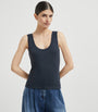 Brunello Cucinelli Blue Stretch-Cotton Scoop-Neck Tank Top