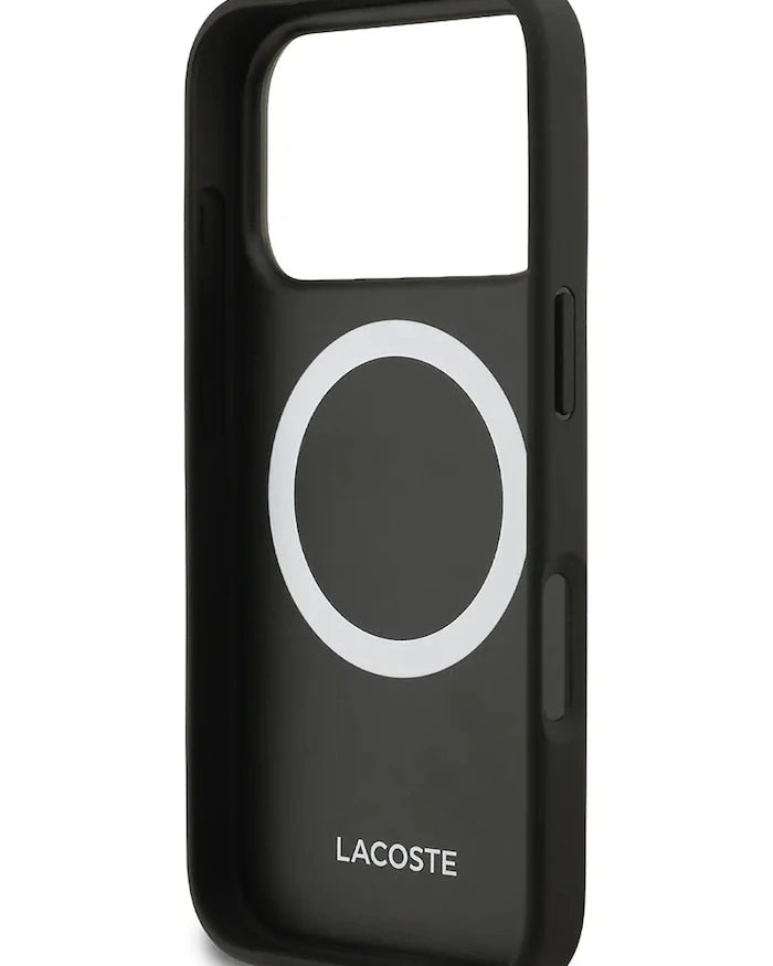 Lacoste MagSafe iPhone 17 Pro için entegre manyetik halkalı telefon kılıfı