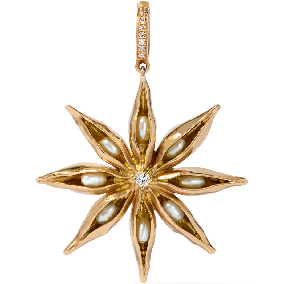 Yellow Gold and Diamond Mythology Star Anise Charm Pendant