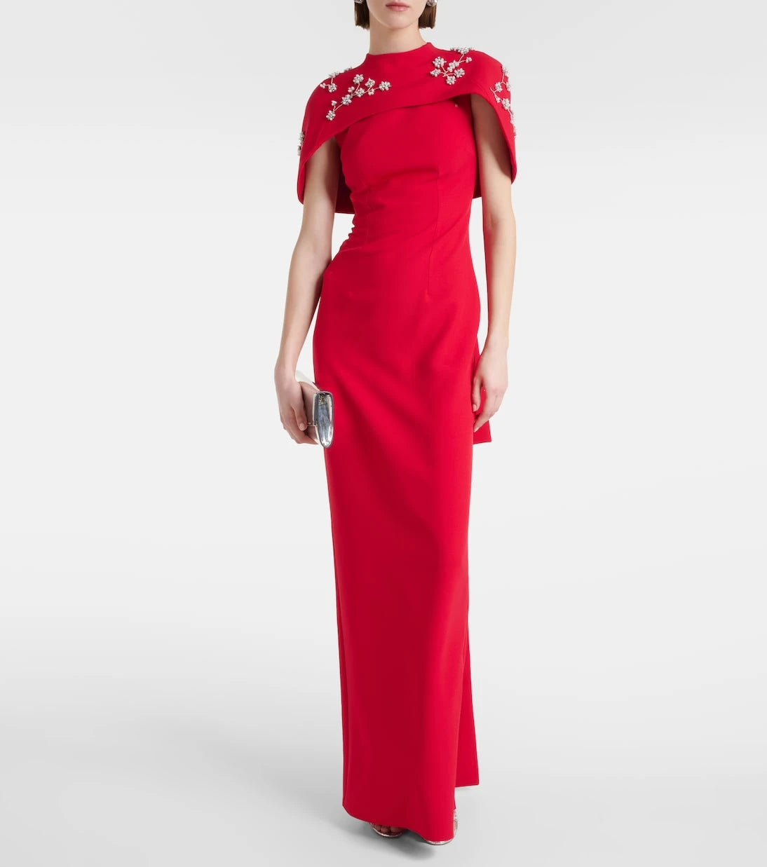 Safiyaa - Embroidered caped crêpe gown