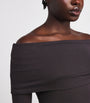 Skims Burgundy Sheer Modal Off-The-Shoulder Top
