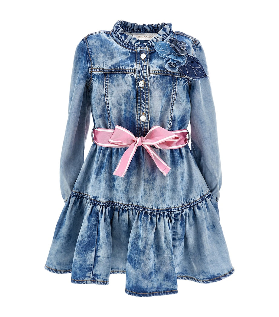Denim Bow Belt Dress (2-12 Years) BLU STONE DENIM