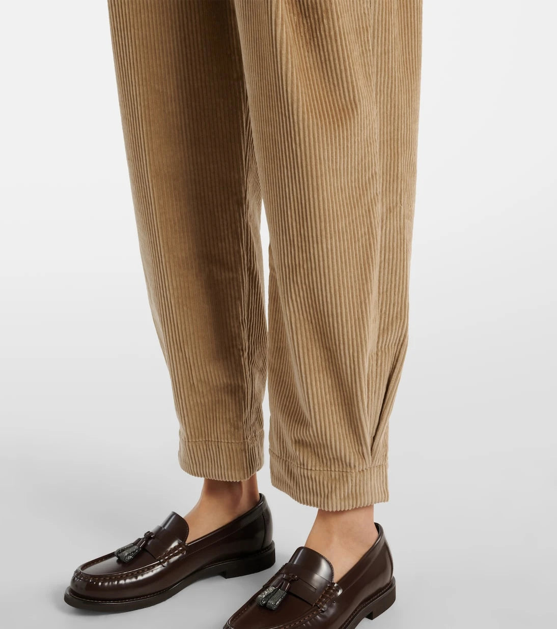 Brunello Cucinelli - High-rise cotton cropped pants