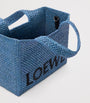 LOEWE Blue x Paula's Ibiza Small Raffia Font Tote Bag
