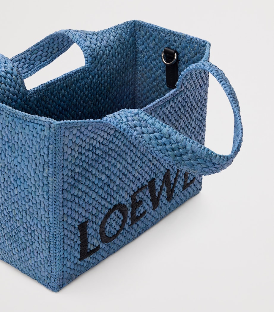 LOEWE Blue x Paula's Ibiza Small Raffia Font Tote Bag