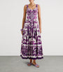 Dolce & Gabbana Multi Cotton Majolica Print Pleated Maxi Dress