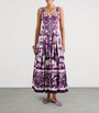 Dolce & Gabbana Multi Cotton Majolica Print Pleated Maxi Dress