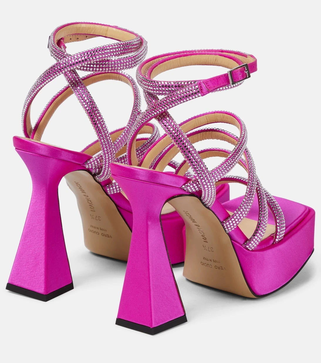 Mach & Mach - Sydney embellished satin platform sandals