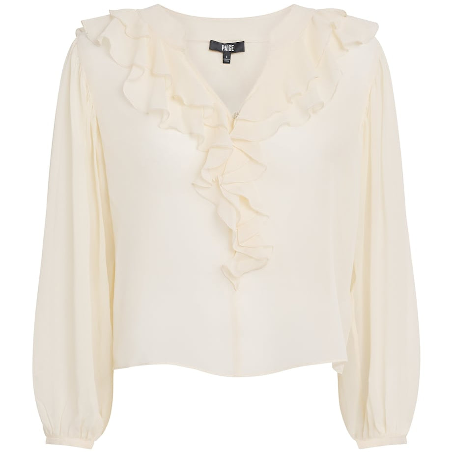 PAIGE White Silk Gemelli Blouse