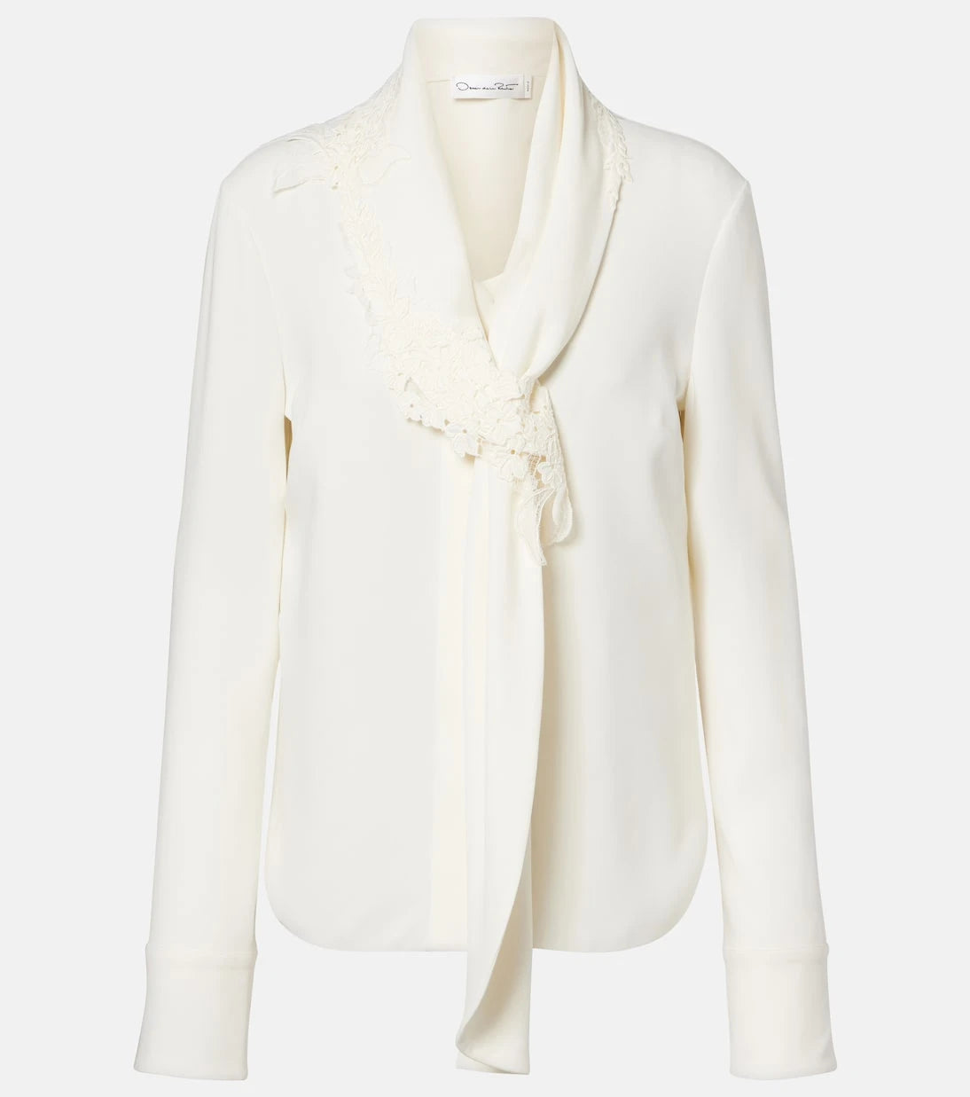 Oscar de la Renta - Lace-trimmed silk-blend georgette blouse