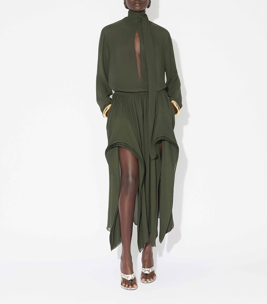 Green Georgette Pussybow Blouse