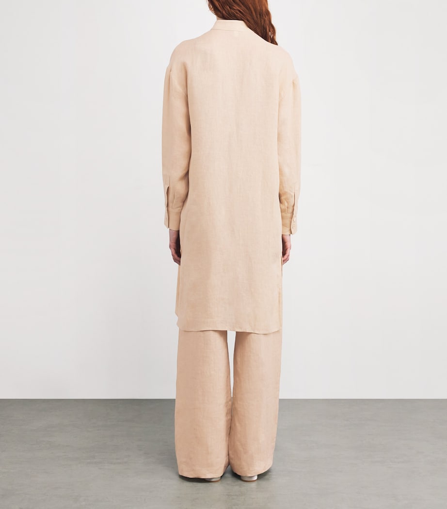 Eleventy Beige Linen Longline Shirt