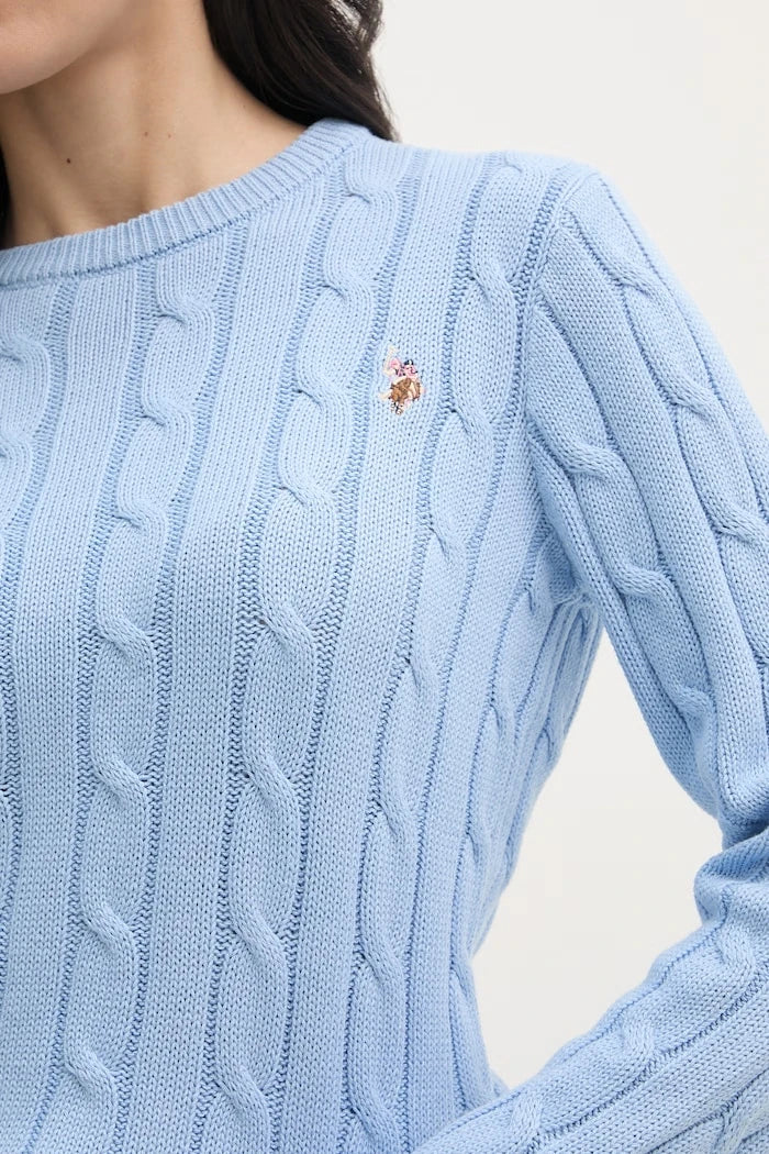 U.S. Polo Assn. Kadın Pamuklu Kazak CREW NECK CABLE
