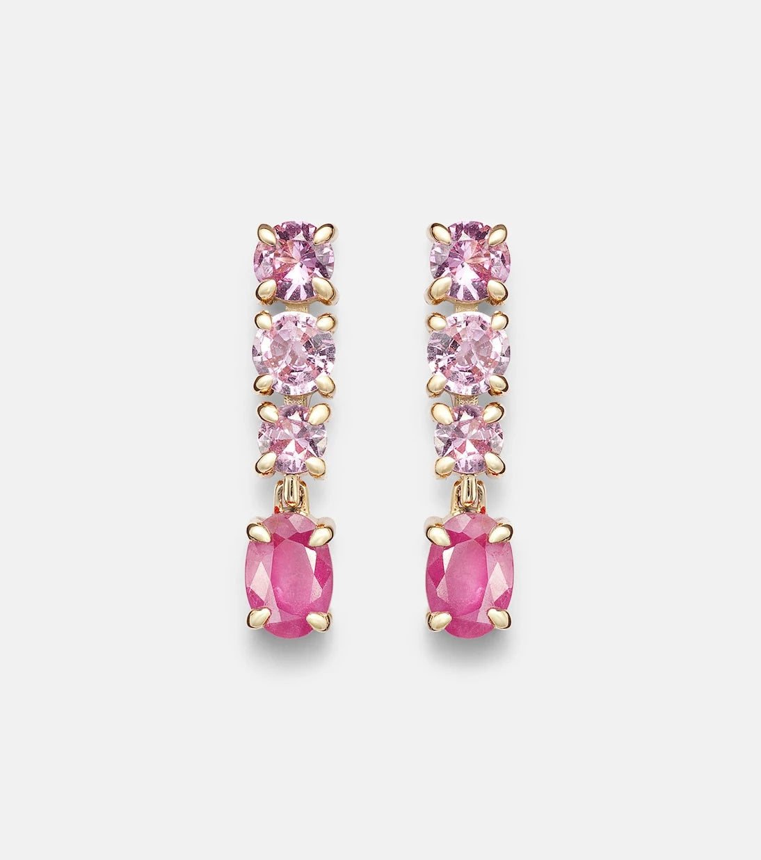 Stone and Strand - 14kt gold earrings with pink sapphire and ruby