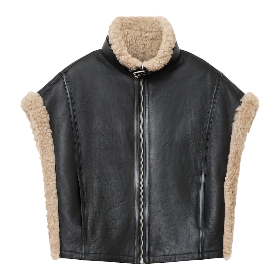 AllSaints Black Reversible Shearling Marlin Gilet
