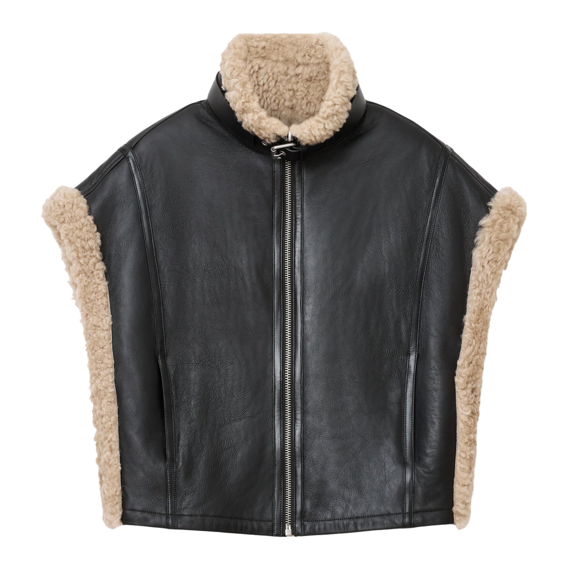 AllSaints Black Reversible Shearling Marlin Gilet