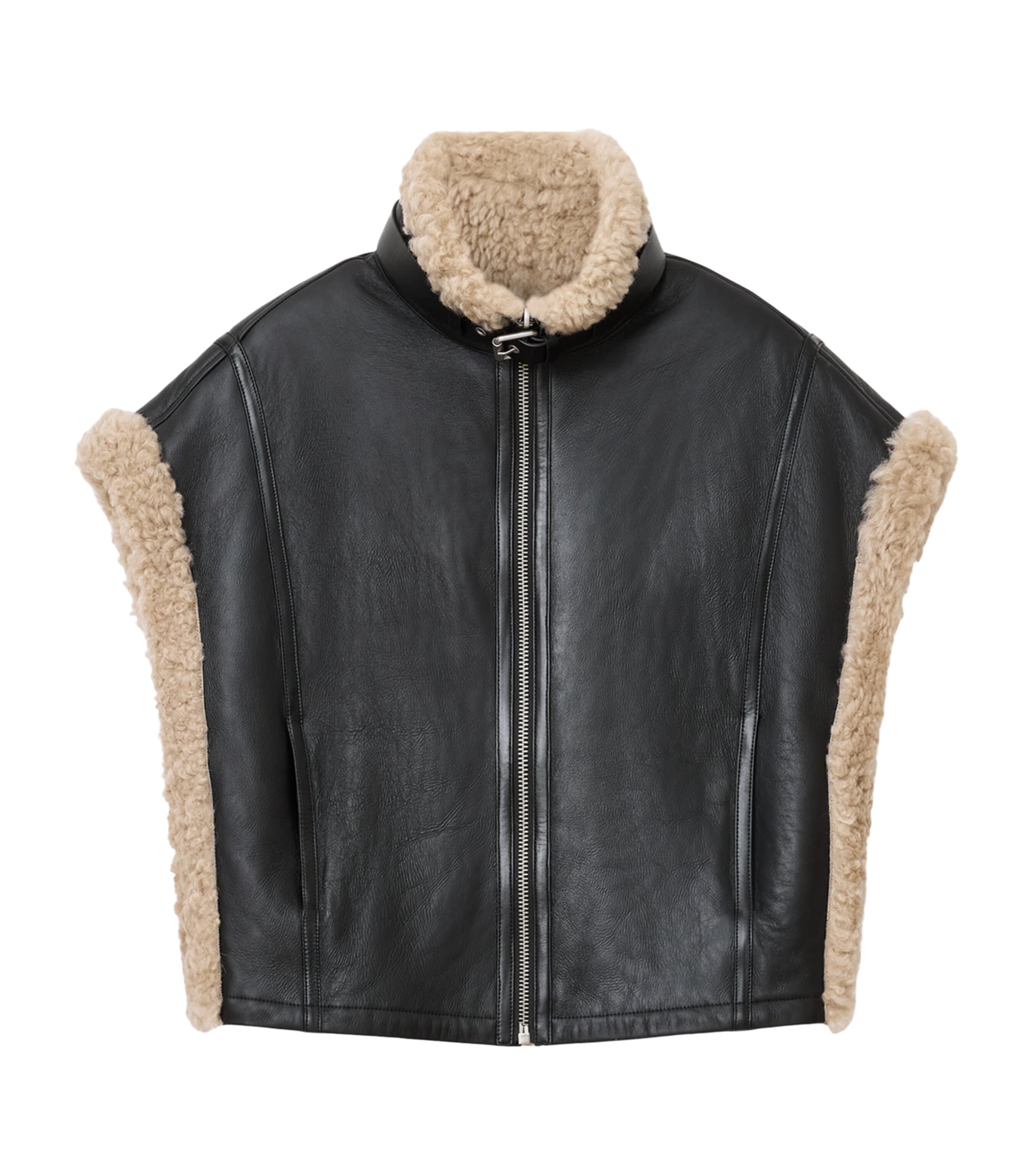 AllSaints Black Reversible Shearling Marlin Gilet