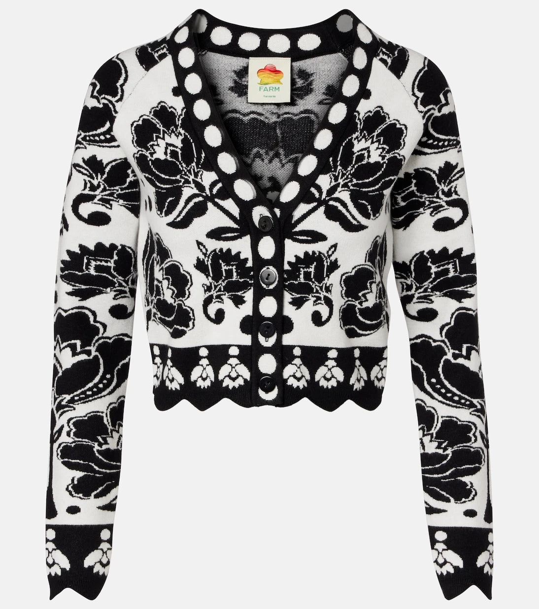 Farm Rio - Floral Arabesque jacquard cardigan