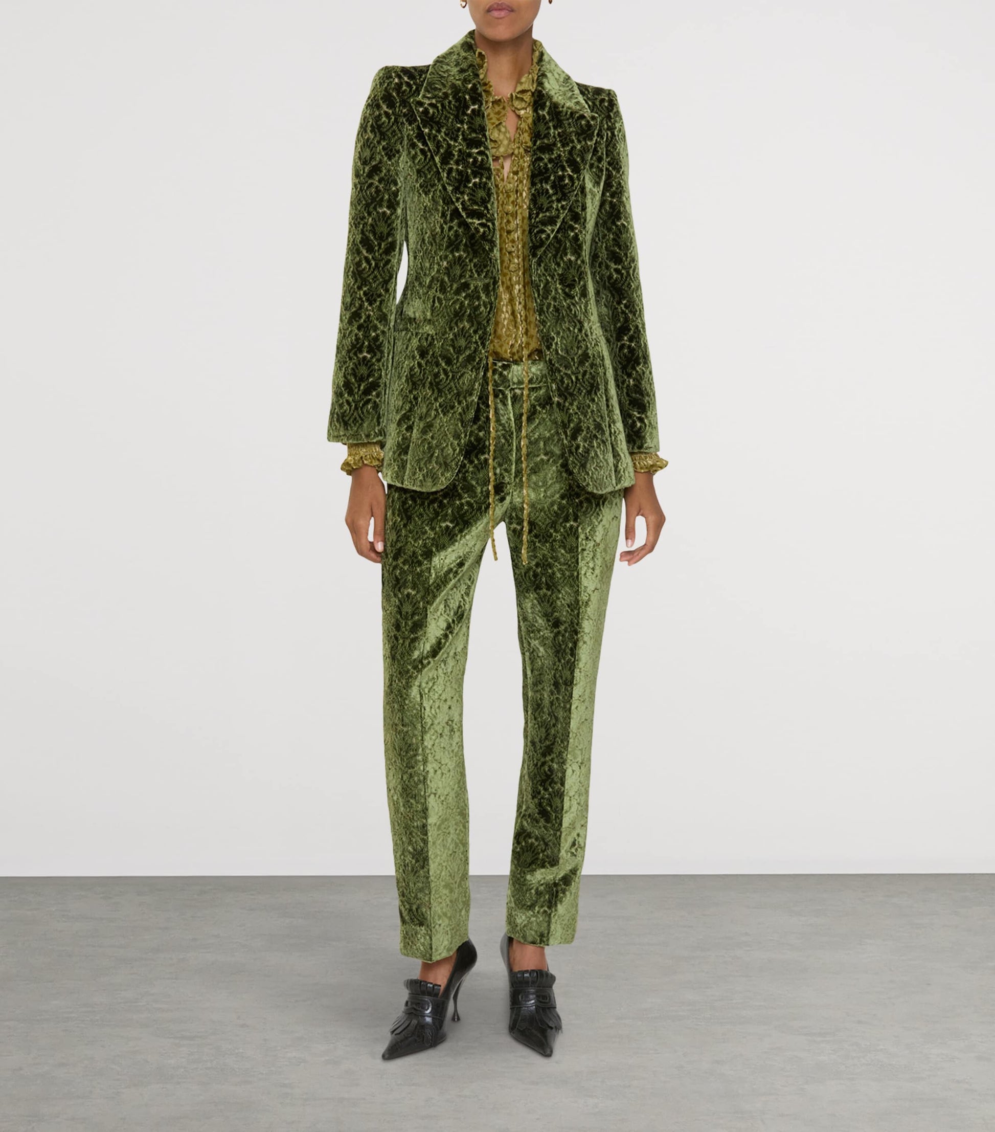 Burberry Green Baroque Velvet Tailored Trousers