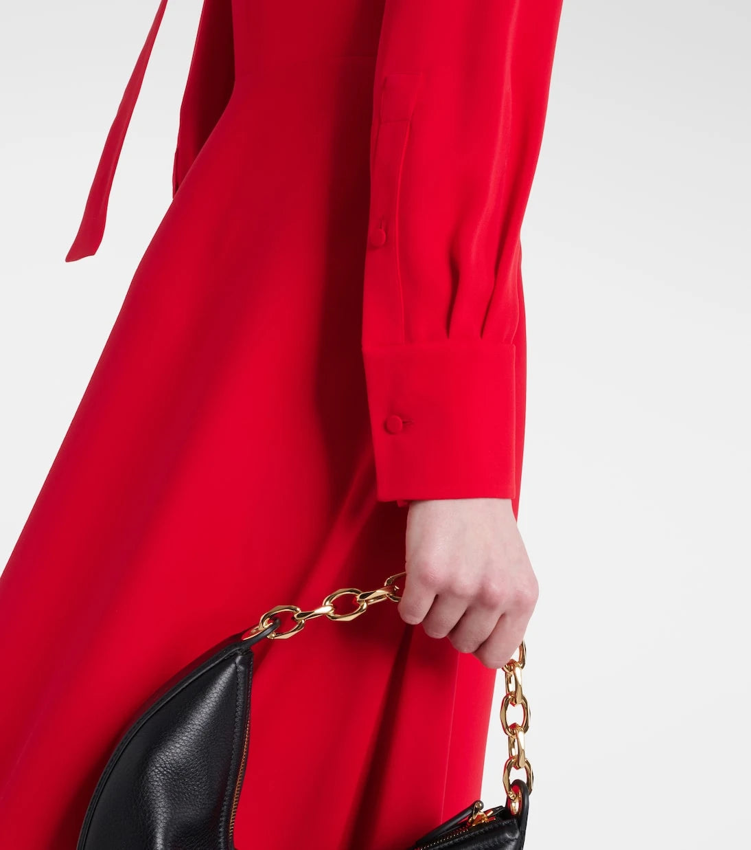 Valentino - Tie-neck silk midi dress