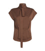 Edeline Lee Brown Charmeuse Tied Blouse