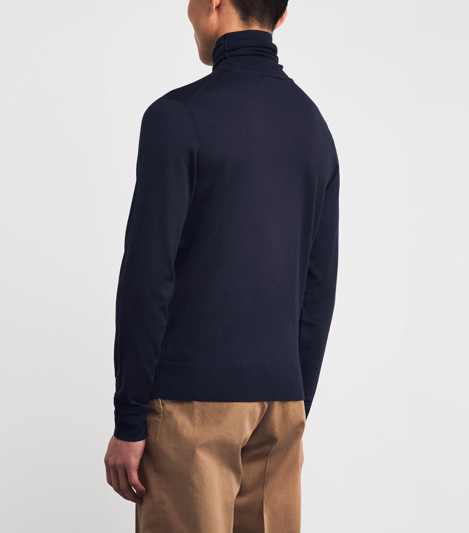 Isaia Blue Wool-Silk-Cashmere Rollneck Sweater